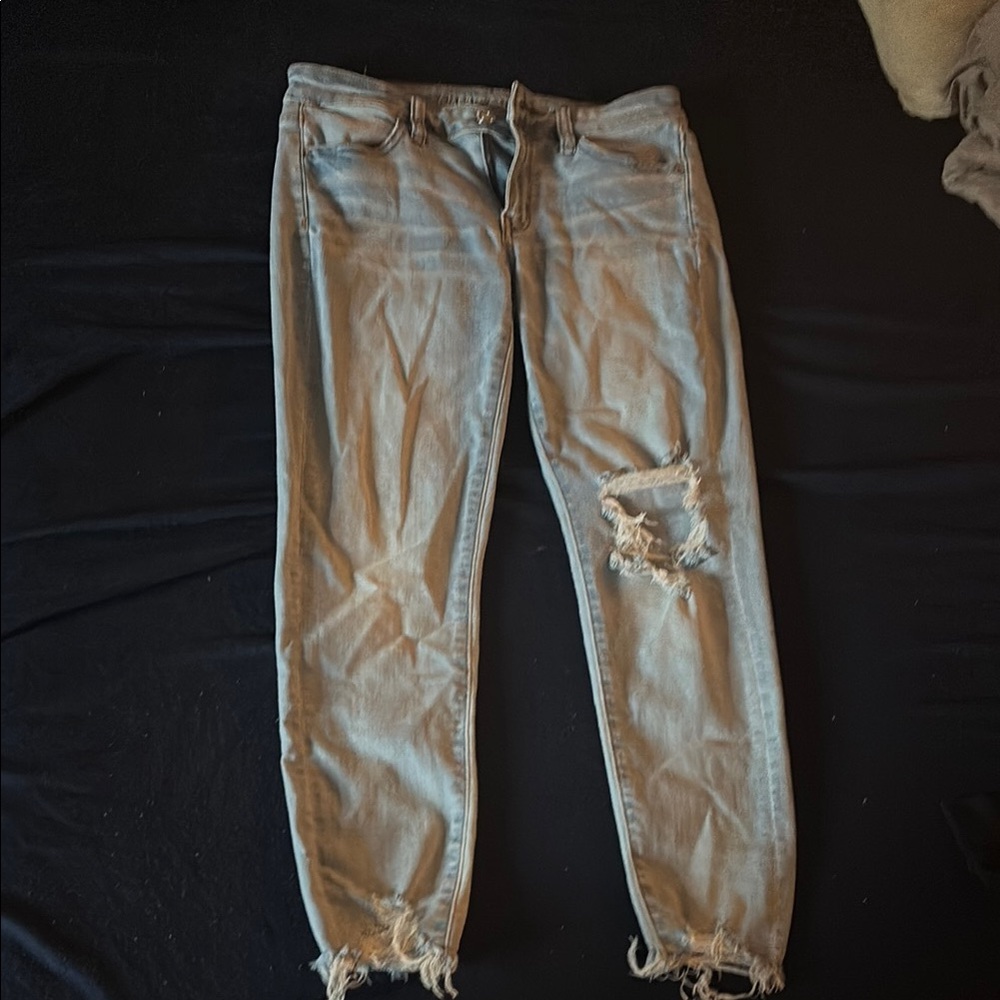 American Eagle Outfitters Blue Cropped Ankle Jeans